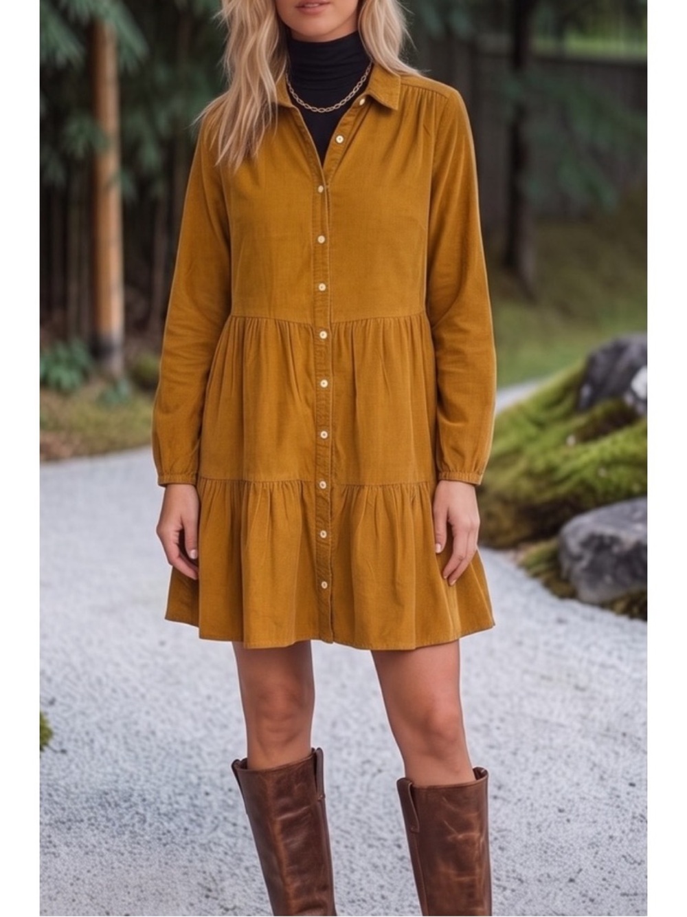J.Crew Tiered Corduroy Mini Shirtdress Golden Brandy Camel Brown- size 6